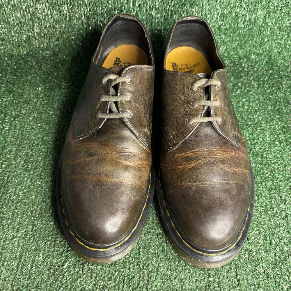 Dr Martens‎ 1461 Distressed Leather Bouncing Soles Oxford Shoes Brown Mens Sz 11